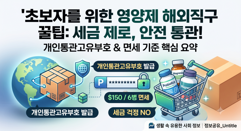 [해외직구 꿀팁] 영양제 해외직구 관세 기준 및 개인통관고유부호 발급·조회 1분 완벽 가이....