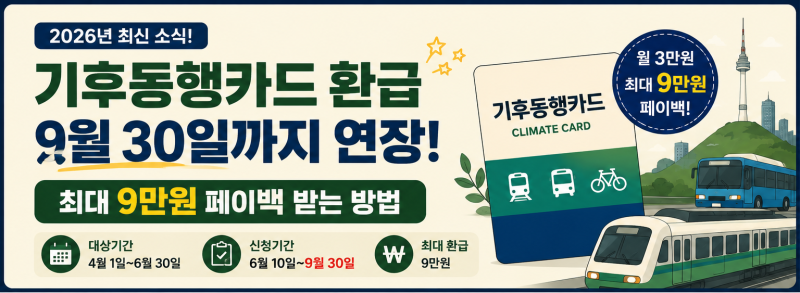 기후동행카드 환급 9월 30일까지 연장! 최대 9만원 페이백 대상·신청방법 총정리