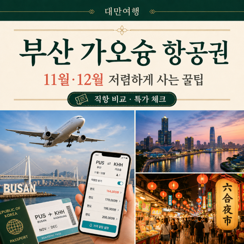 부산 가오슝 항공권 11월 12월 저렴하게 예약하는 꿀팁