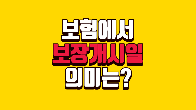 보험에서 보장개시일은 무엇을 의미할까?