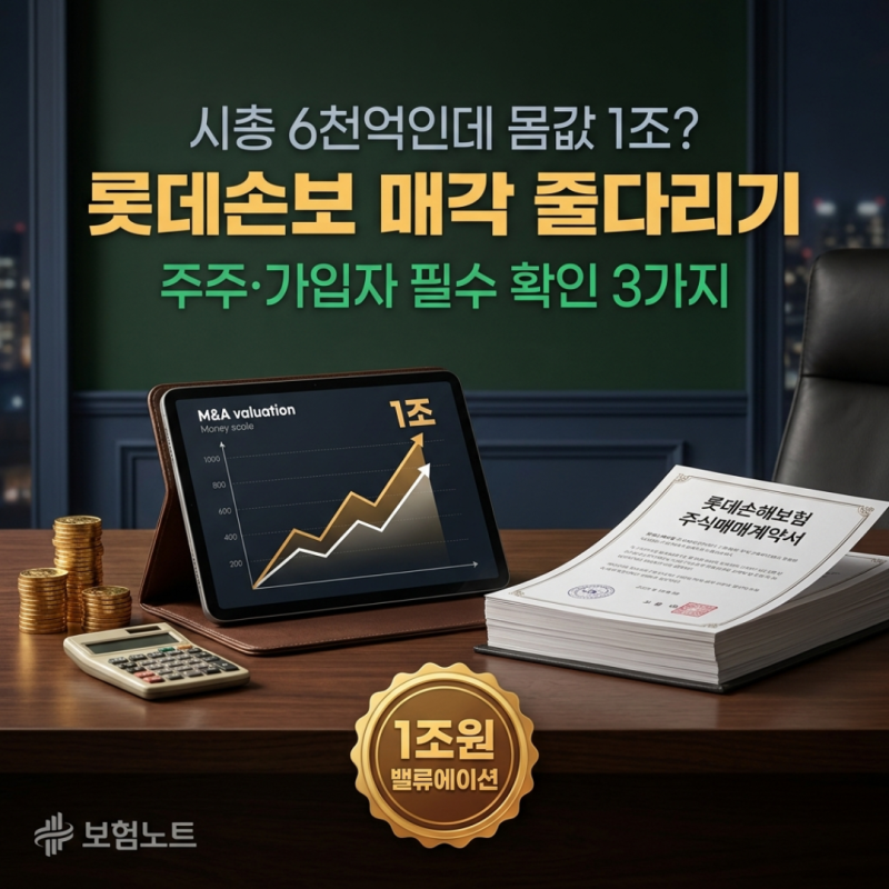 "시총 6천억인데 몸값 1조?" 롯데손보 매각 줄다리기, 주주·가입자 필수 확인 3가지