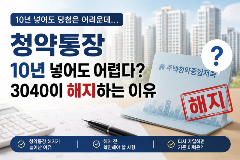 청약통장 10년 넣어도 어렵다? 3040이 해지하는 이유
