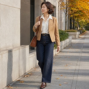 50대 여성코디, 청바지 패션 트렌드 달라졌다? 진청 와이드 데님팬츠가 뜨는 이유