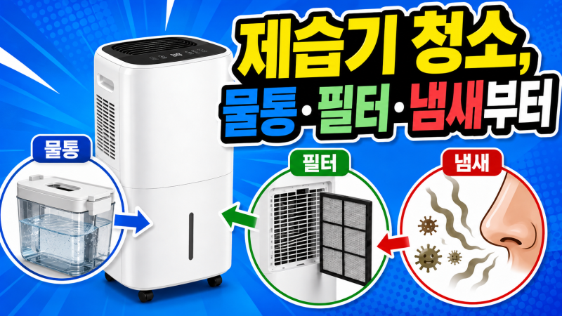 제습기 청소 방법｜물통·필터·곰팡이 냄새 관리