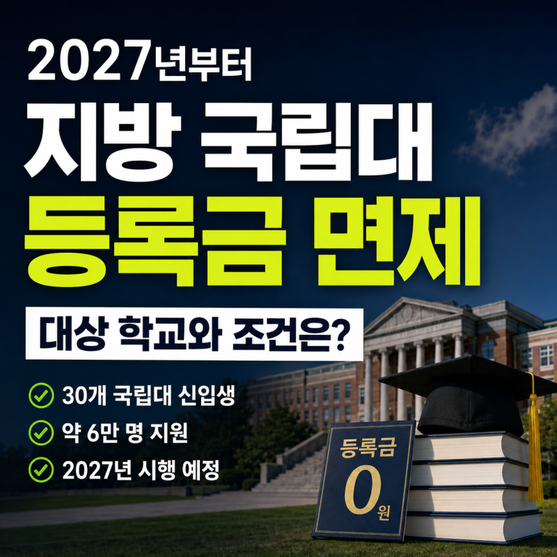 2027 지방 국립대 등록금 면제 대상 학교 30곳·조건·신입생 총정리