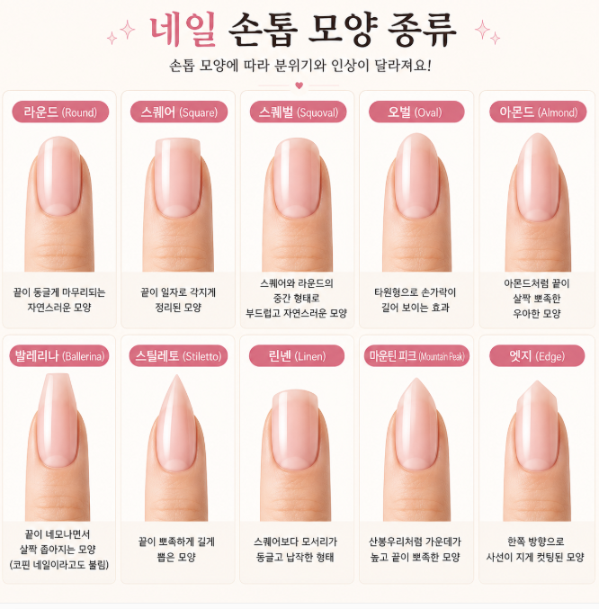 라운드부터 아몬드까지! 손톱 모양별 네일 쉐입 총정리