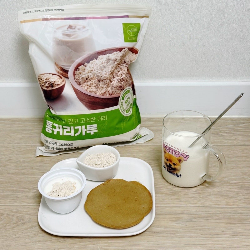 고소한 통귀리가루 식사대용 쉐이크 팬케이크 레시피