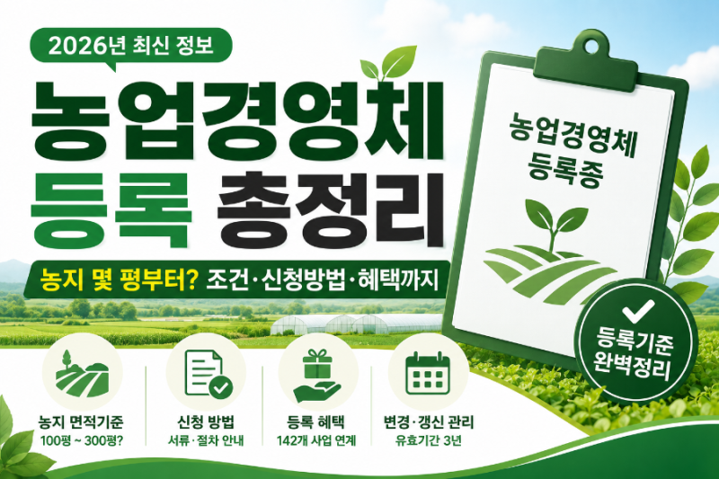 2026년 농업경영체 등록 총정리｜농지 몇 평부터? 조건·신청방법·혜택까지