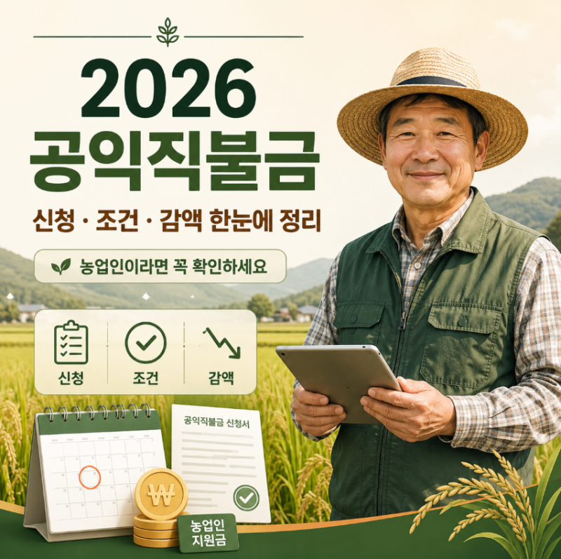 2026년 공익직불금 신청기간·조건 총정리, 소농직불금 130만원과 감액 기준까지