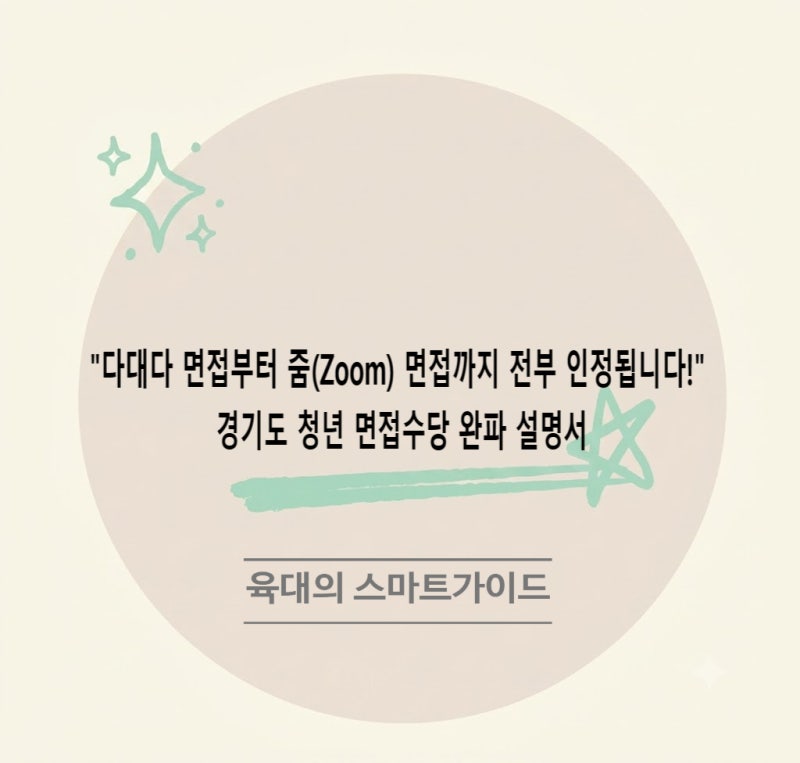 "다대다 면접부터 줌(Zoom) 면접까지 전부 인정됩니다!" 경기도 청년 면접수당 완파 설명서