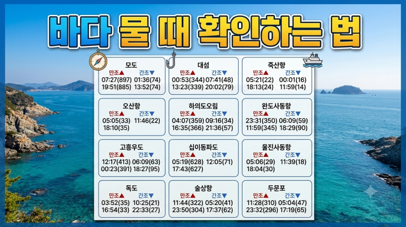 사리가 뭐고 조금이 뭐죠? 바다 낚시인을 위한 쉬운 물때표 보는 법