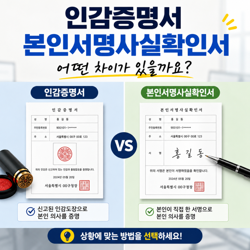 인감증명서 본인서명사실확인서 어떤 차이가 있을까요?