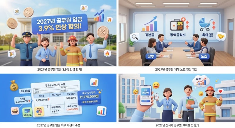 2027년 공무원 임금인상 전격 합의! 내 월급은 얼마나 오를까? (최대 3.9% 인상 심층 분석)
