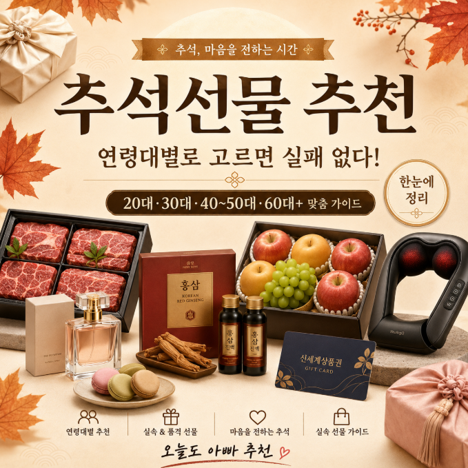 추석선물 뭐가 좋을까? 연령대별·성별 선물 추천 한눈에 정리