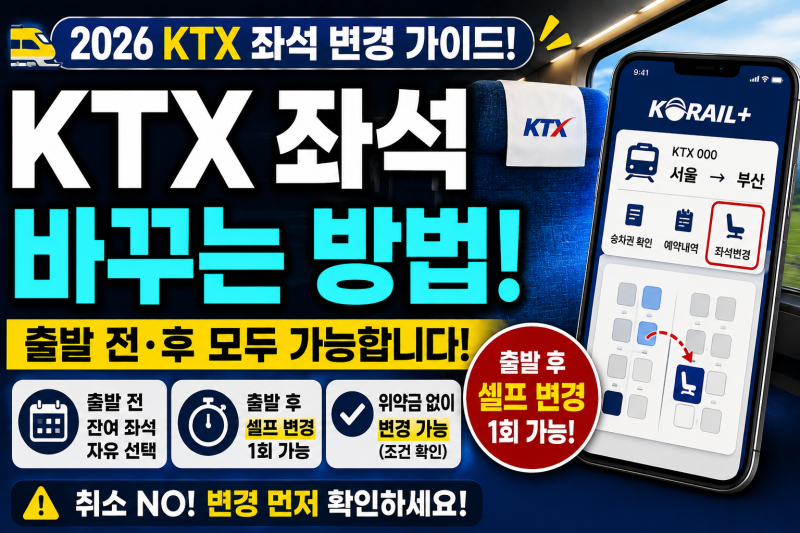 KTX 자리 마음에 안 들면? 출발 후에도 좌석변경할 수 있습니다