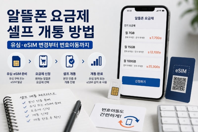 알뜰폰 요금제 셀프 개통 방법｜유심·eSIM 변경부터 번호이동까지
