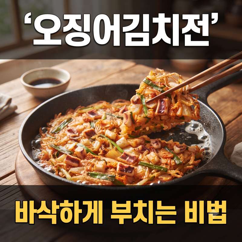 오징어김치전 레시피, 바삭하고 쫄깃하게 만드는법