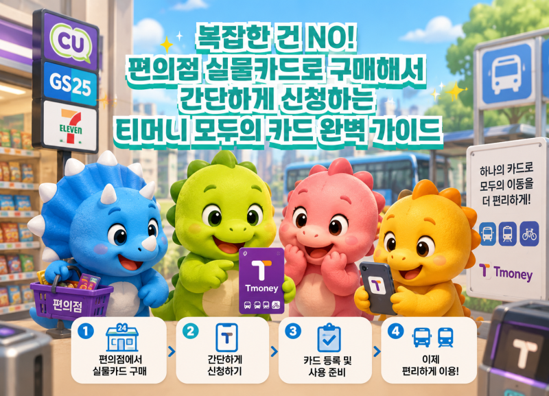 복잡한 건 NO! 편의점 실물카드로 구매해서 간단하게 신청하는 티머니 모두의 카드 완벽 가이....