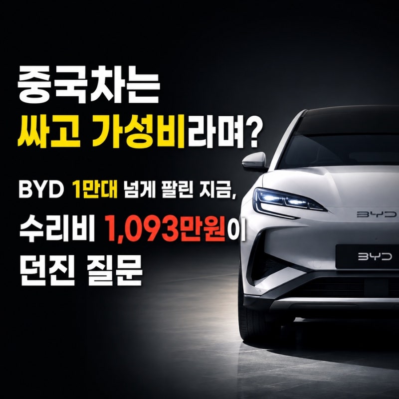 중국차는 싸고 가성비라며?” 한국서 1만대 넘게 팔린 BYD, 수리비 1,093만원이 던진 질문