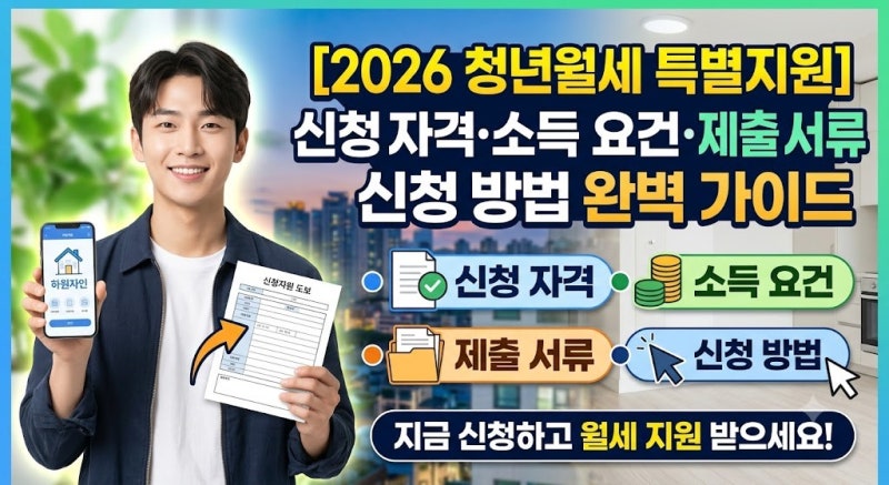 [2026 청년월세 특별지원] 신청 자격·소득 요건·제출 서류·신청 방법 완벽 가이드
