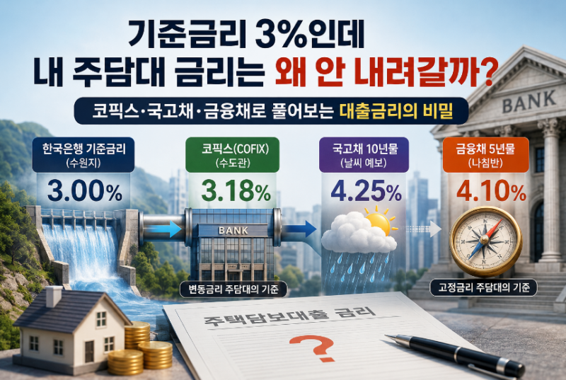 알아두면 돈이되는 주담대 금리의 원리(기준금리·코픽스·국고채·금융채)