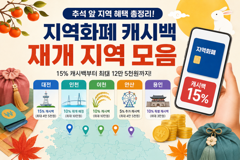 2026 추석 지역화폐 지역별 총정리｜대전·인천·이천·안산·용인 혜택 비교