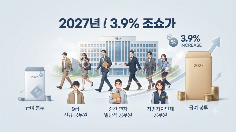 2027년 공무원 봉급 인상률 3.9% 확정될까? 9급 초임 월 300만원, 실제 월급은 얼마일까