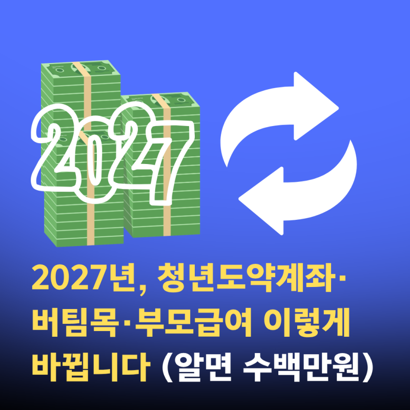 2027년, 청년도약계좌·버팀목·부모급여 이렇게 바뀝니다 (미리 알면 수백만원)