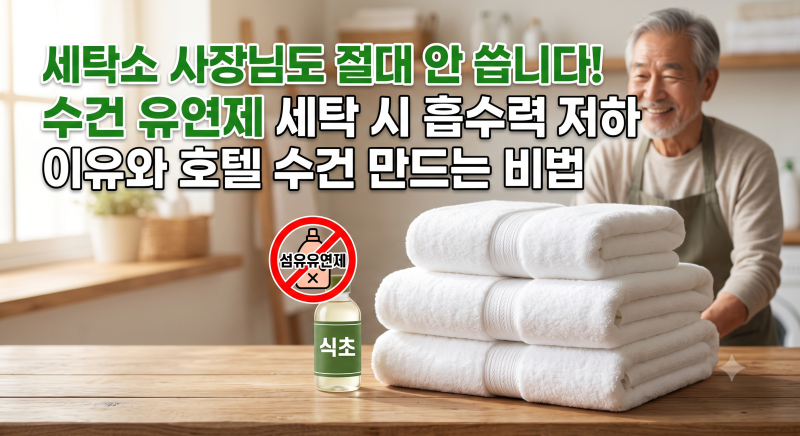 세탁소 사장님도 절대 안 씁니다! 수건 유연제 세탁 시 흡수력 저하 이유와 호텔 수건 만드는....