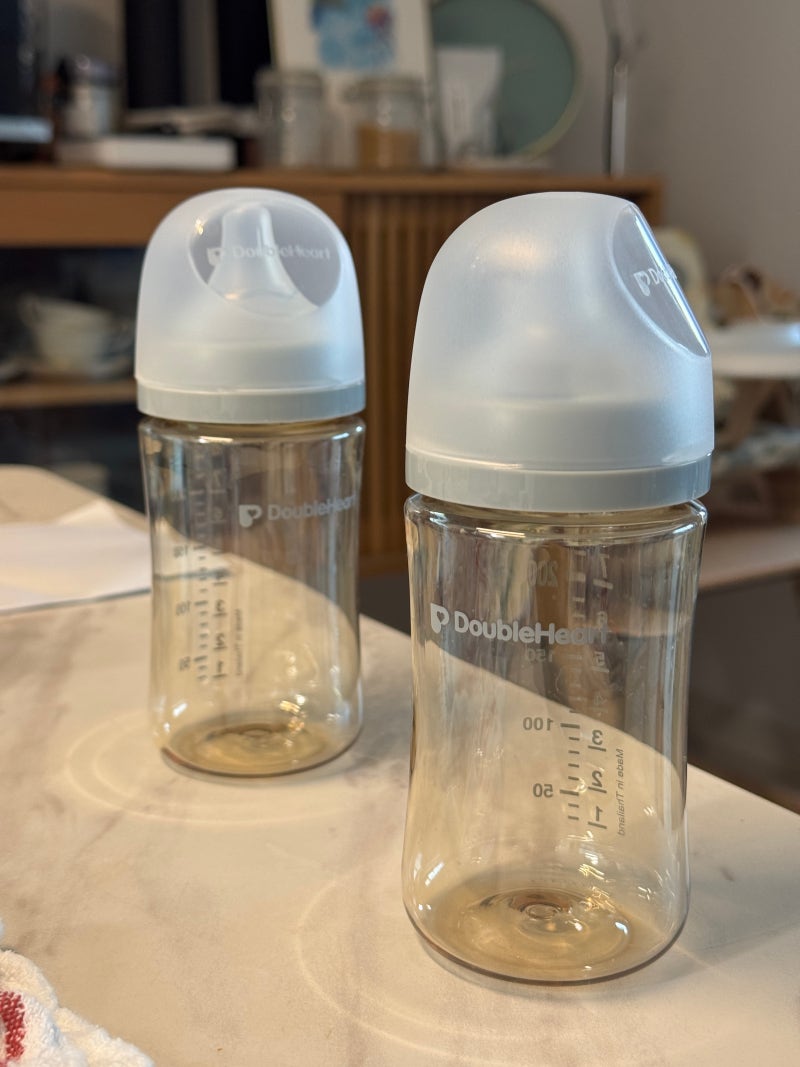 추빨대까지 되는 젖병, 더블하트 모유실감 3세대 PPSU 240ml 후기