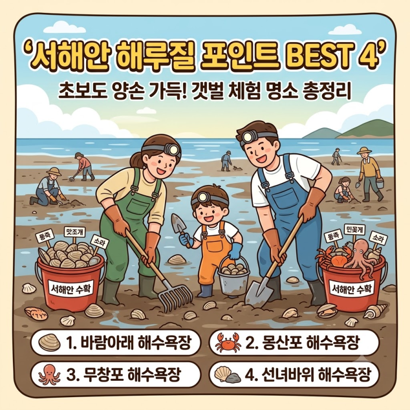 [서해안 해루질 국민 포인트 BEST4] 이번 주말 어디가?초보부터 마니아까지 즐기는 갯벌 체험 ....
