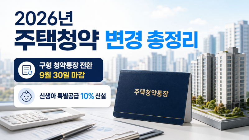 2026년 주택청약 이렇게 바뀝니다 /구형 청약통장 전환 9월 30일 마감부터 신생아 특별공급까....