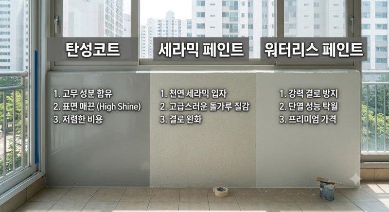 베란다 페인트 고민 해결! 탄성코트 vs 세라믹 vs 워터제로(워터리스) 유해성과 성능 완전 비....