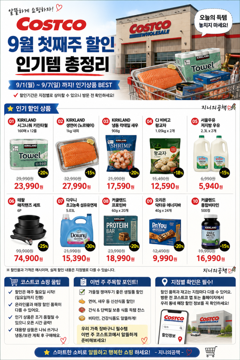 코스트코 9월 할인상품 총정리｜첫째주 인기템 BEST 10 가격 비교