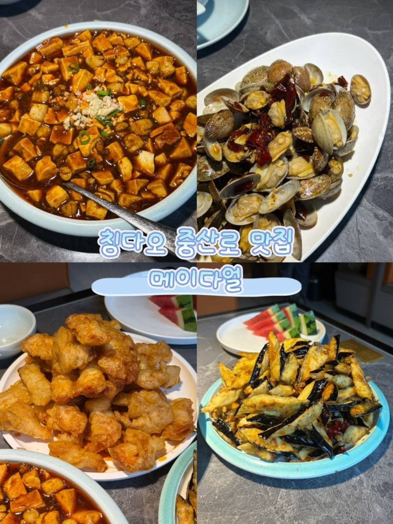 칭다오 중산로 맛집 메이다얼 가격 메뉴 추천! 가지튀김 꿔바로우 마파두부 바지락볶음 내돈....