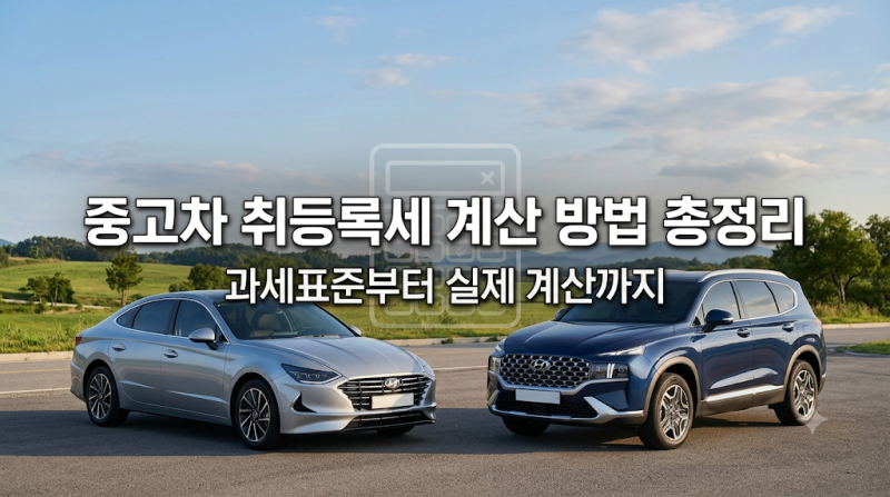 중고차 취등록세 계산 방법 총정리, 과세표준부터 실제 계산까지