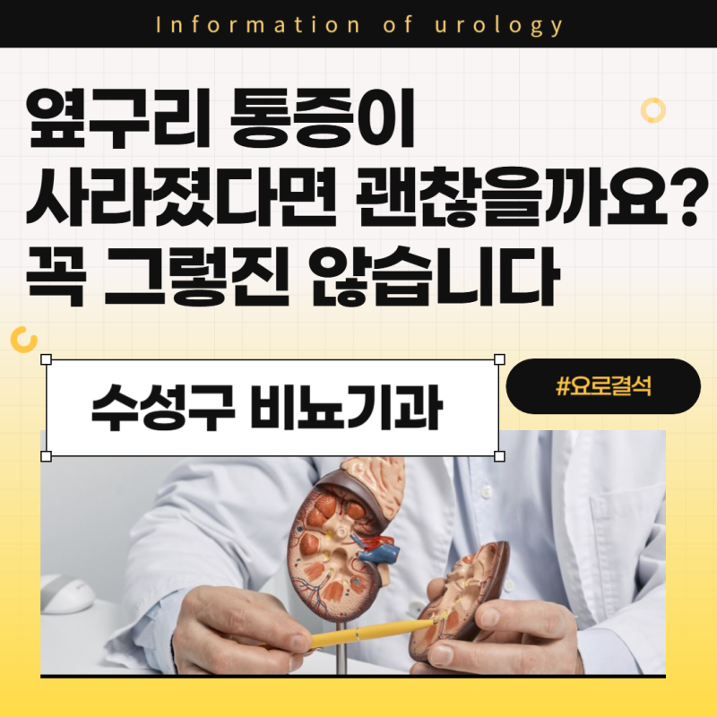 대구 수성구 비뇨기과 요로결석 옆구리 통증이 사라졌다면 괜찮을까요? 꼭 그렇진 않습니다