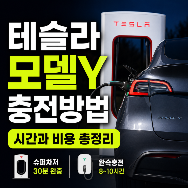 테슬라 모델Y 충전방법 총정리, 슈퍼차저·완속충전 시간과 비용
