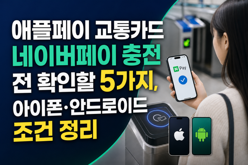 애플페이 교통카드 네이버페이 충전 전 확인할 5가지, 아이폰·안드로이드 조건 정리