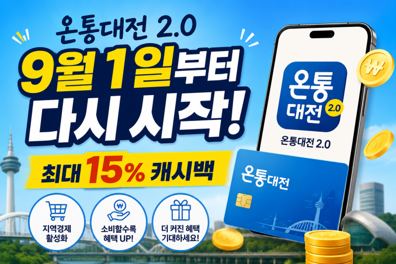 온통대전 2.0 9월 15% 캐시백, 30만원 쓰면 최대 얼마 받을까?