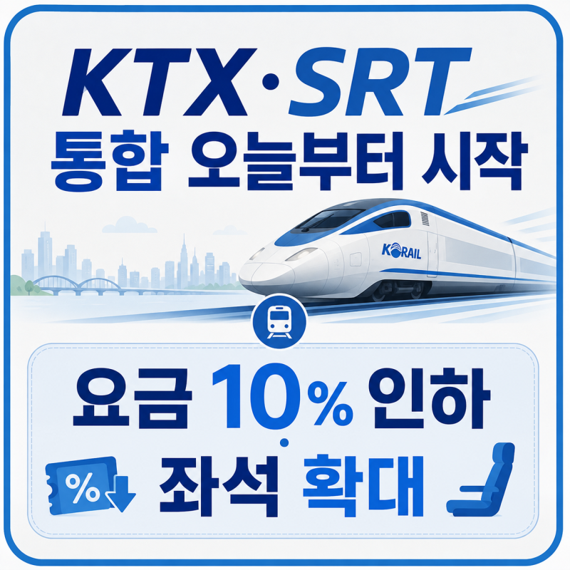 KTX·SRT 통합 운행 시작｜요금 10% 인하·좌석 확대 총정리