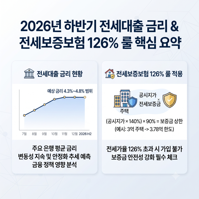 2026년 하반기 임대차 시장 핵심! 전세대출 금리 비교 및 전세보증보험 '126% 룰' 총정리