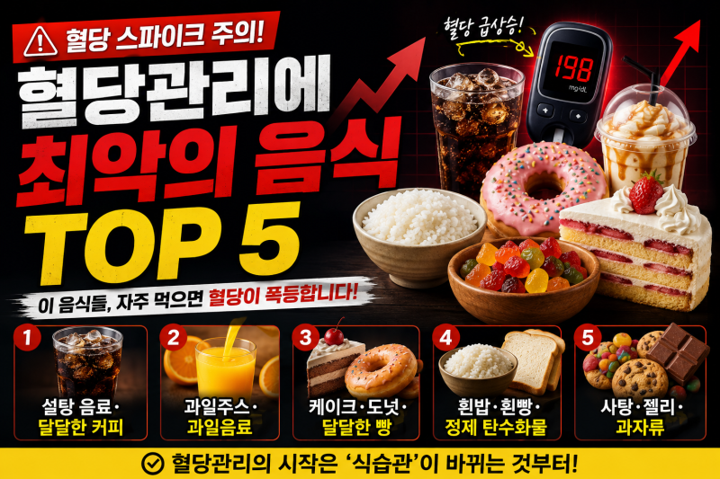 혈당관리에 최악의 음식 TOP5｜이 음식은 정말 조심하세요!