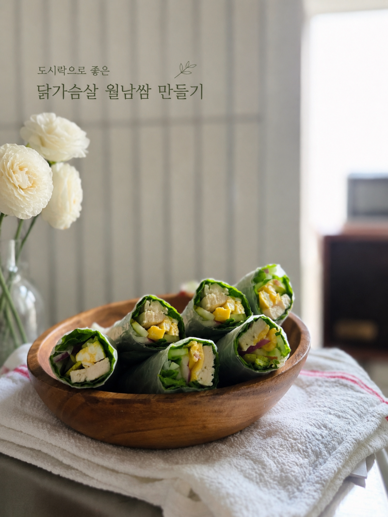 도시락으로 좋은 닭가슴살 월남쌈 만들기
