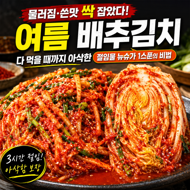 "절일 때 '이것' 1스푼 넣었더니?" 다 먹을 때까지 안 물러지는 여름 배추김치 황금레시피