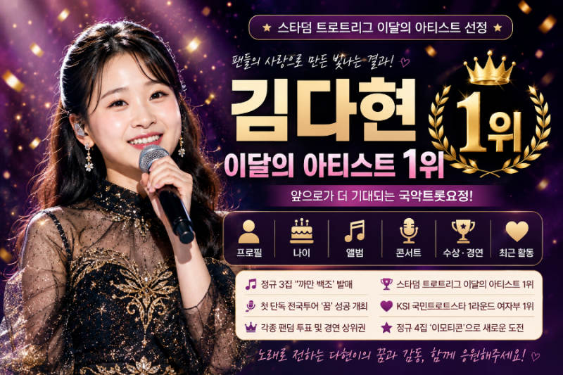 김다현 트로트리그 이달의 아티스트 1위｜프로필·나이·최근 활동 총정리