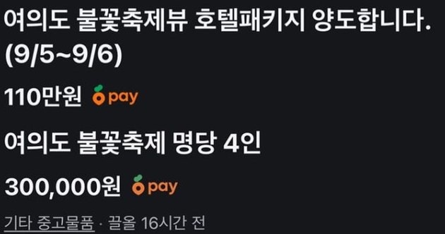 여의도 불꽃축제 명당 30만원? 호텔 600만원? 이게 과연 말이 되는 가격인가
