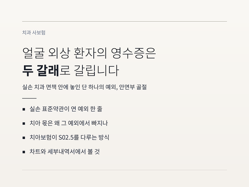 안면부 골절 실손, 얼굴 외상 환자의 영수증이 두 갈래로 갈리는 지점