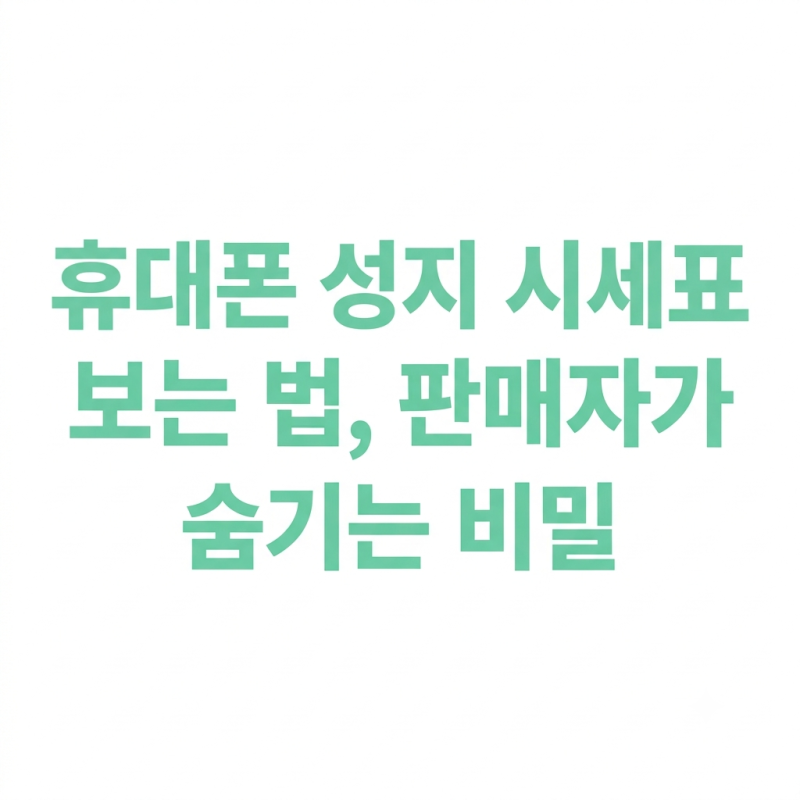 휴대폰 성지 시세표 보는 법, 판매자가 숨기는 비밀