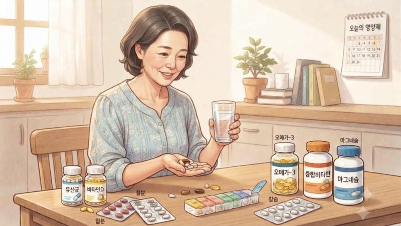 영양제 시간대별 복용법 총정리 | 유산균·비타민D·오메가3·메가도스 복용 시간과 상극 조합